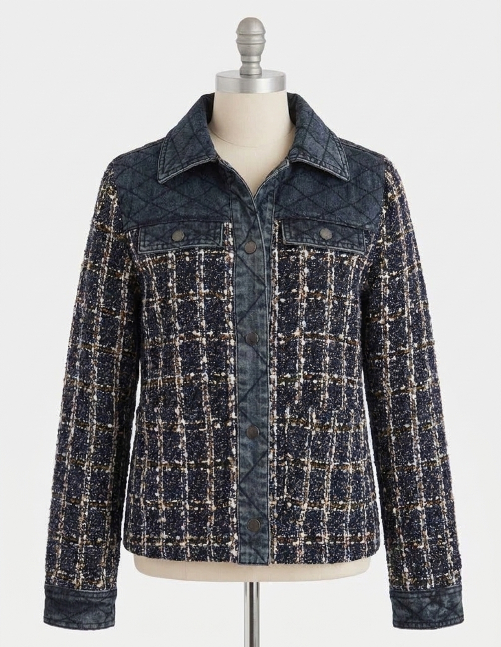 NEW FDJ mixed media jacket in isla indigo